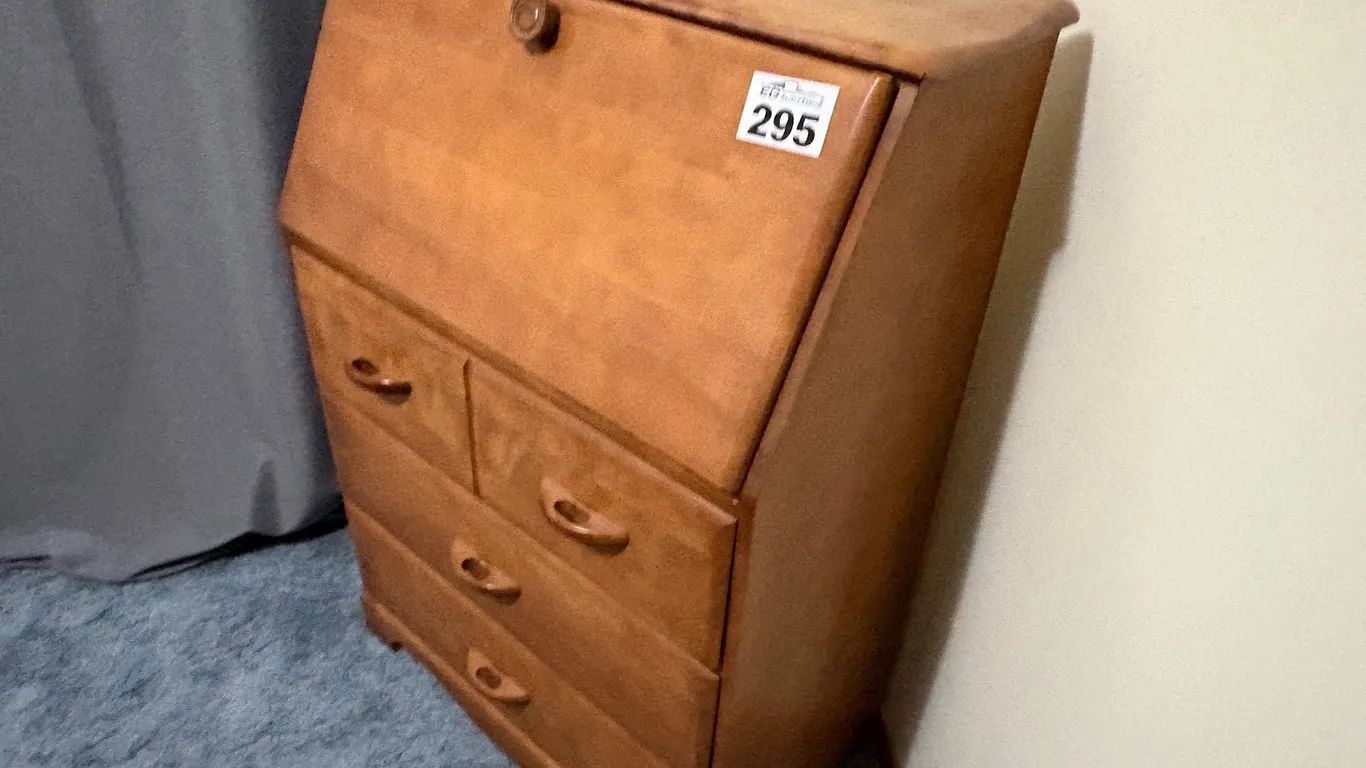SECRETARY DESK AND WOOD HEADBOARD W/MATTRESS