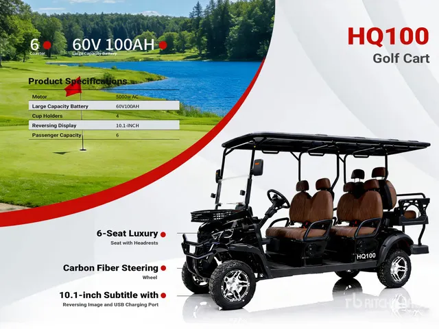 2026 HQ100 Electric Black Six-Seater Golf Cart (Unused)