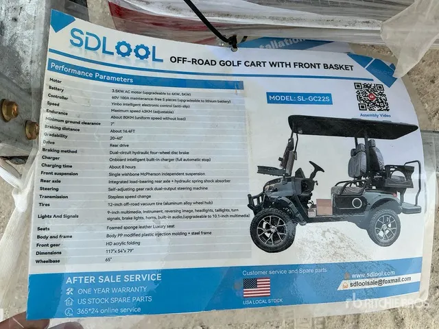 2026 SDLOOL GC22S Electric Off-Road Golf Cart (Unused)