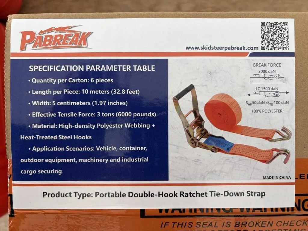 Tensile Force Double Hook Ratchet Tie-Down Straps