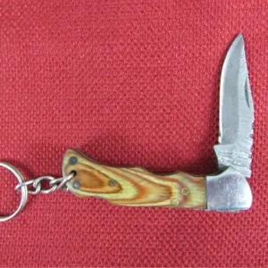 Wood Handle Pocket Knife Keychain