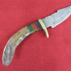 Stag Horn Handle Damascus Steel Hunting Knife