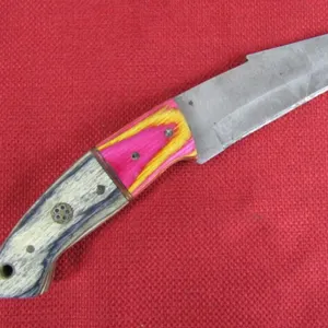 Pink, Yellow, Black Wood Handle Hunting Knife