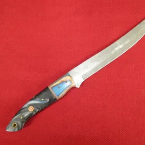 Black, Blue Handle Damascus Steel Fillet Knife