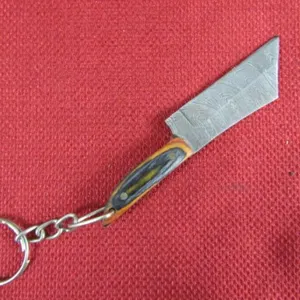 Damascus Steel Cleaver Style Keychain