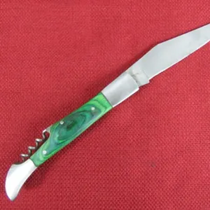 Green Wood Handle Pocket Knife