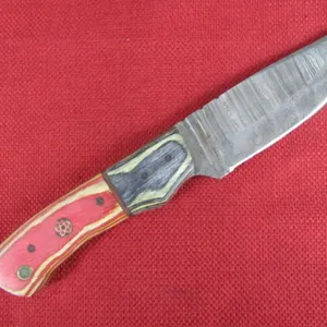 Red, Black Wood Handle Skinner Knife