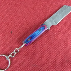 Damascus Steel Miniature Knife KeyChain