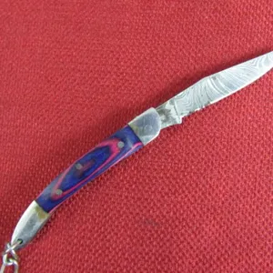 Purple and Pink Wood Handle Pocket Knife