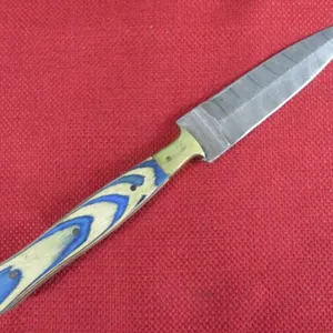 Blue and Tan Wood Handle Dagger Knife