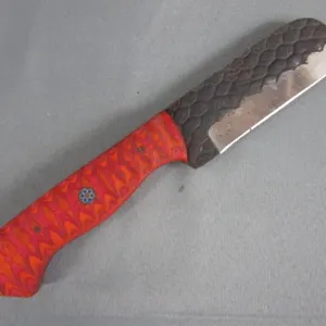 Orange and Red Wood Handle Knife