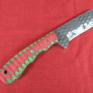 Red and Green Wood Handle Knife