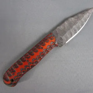 Orange Wood Handle Steel Hunting Knife