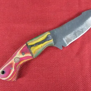 Pink and Green Wood Handle Rasp Knife