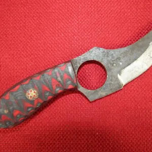 Red and Black Wood Handle Skinner Knife