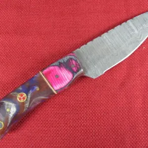 Pink and Purple Wood and Resin Handle Knife