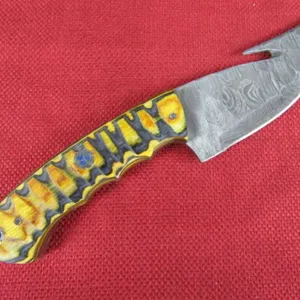 Yellow and Black Wood Handle Skinner Knife
