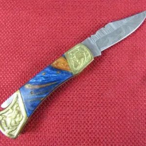 Blue and Gold Resin Pocket Knife