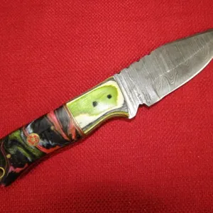 Pink and Yellow Wood and Resin Handle Knife