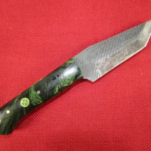 Green Resin Handle Rasp Knife