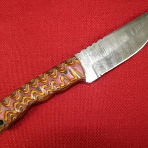 Pink and Yellow Wood Handle Skinning Knife