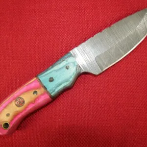Pink and Blue Wood Handle Knife
