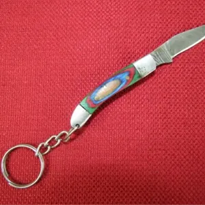 Blue, Red, & Green Wood handle Mini Pocket Knife