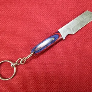 Red and Blue Wood Handle Mini Knife