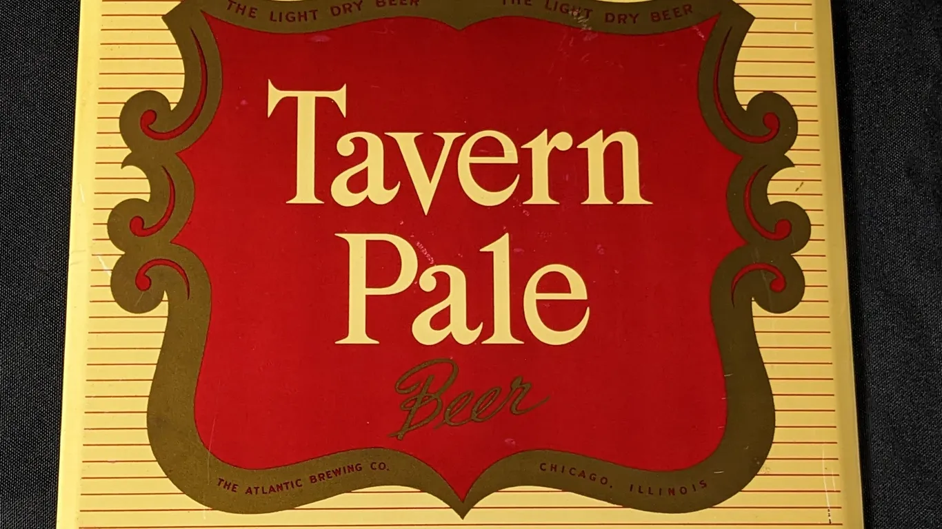 TOC TIN SIGN TAVERN PALE THE ATLANTIC BREWING CO CHICAGO ILLINOIS