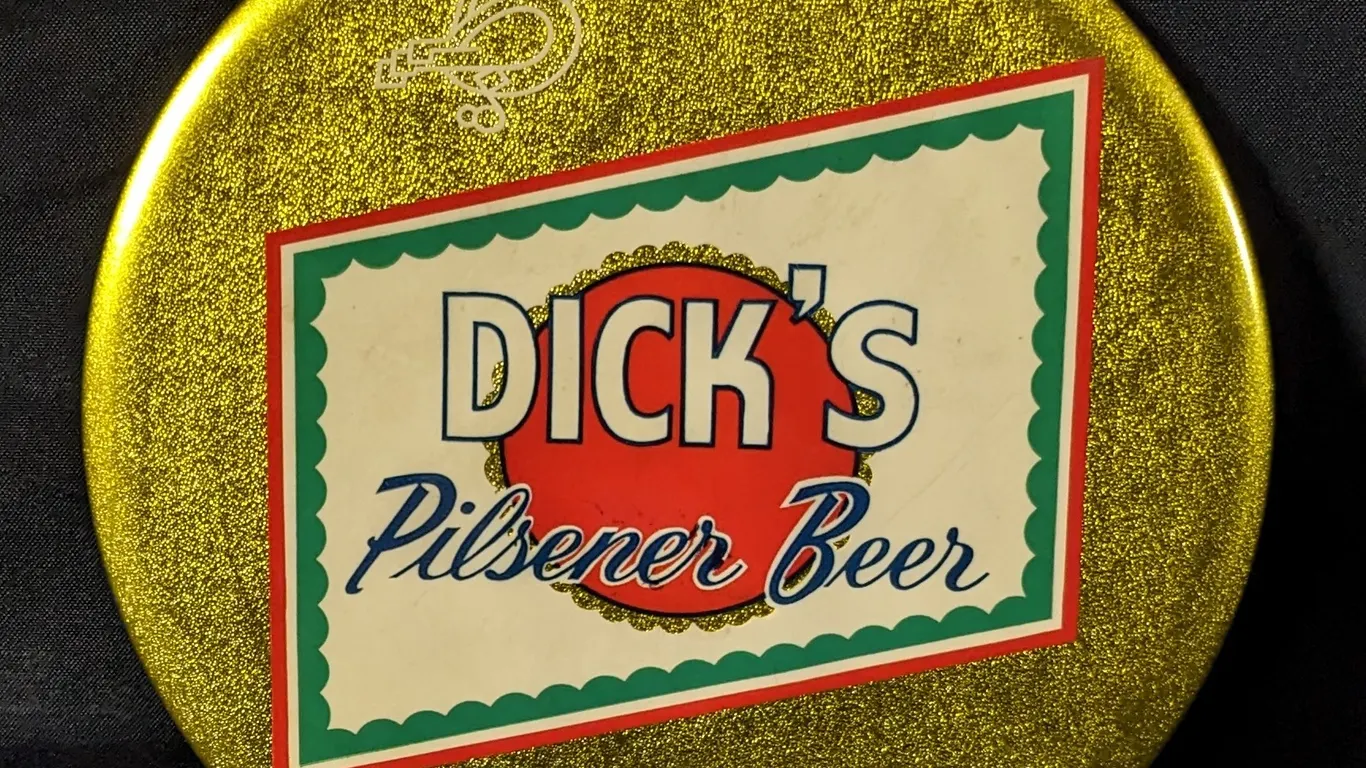 CELLULOID OVER TIN DICK'S PILSENER BEER QUINCY ILLINOIS