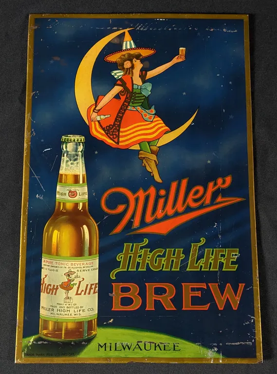 PROHIBITION TOC TIN SIGN MILLER HIGH LIFE BREW MILWAUKEE WISCONSIN