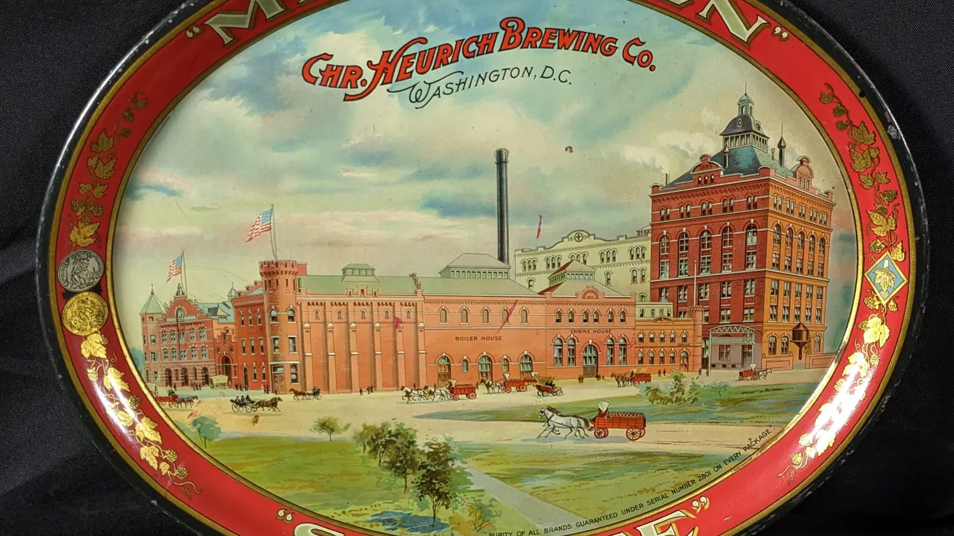 PRE PRO BEER TRAY "MAERZEN" "SENATE" CHR. HEURICH BREWING CO WASHINGTON DC