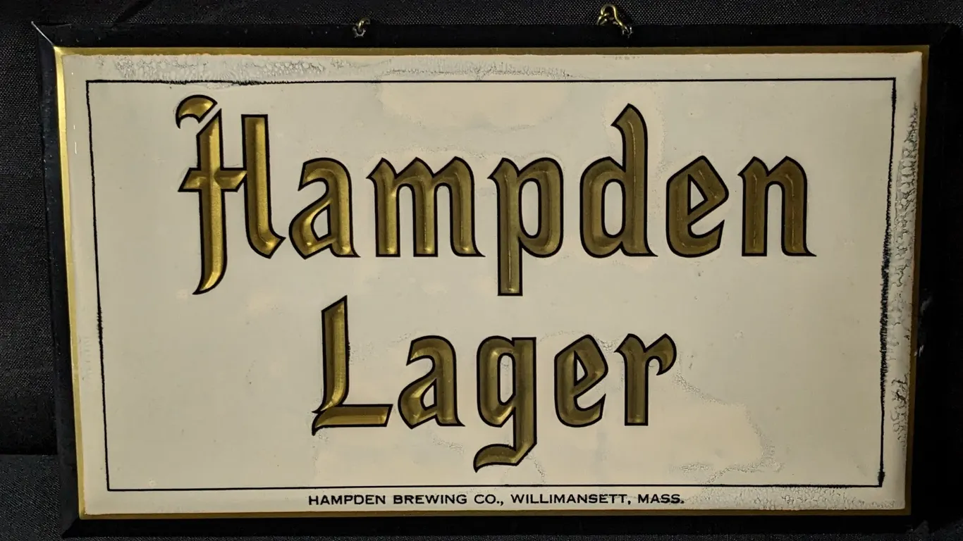 CELLULOID OVER TIN HAMPDEN LAGER BEER WILLIMANSETT MASSACHUSSETTS MA
