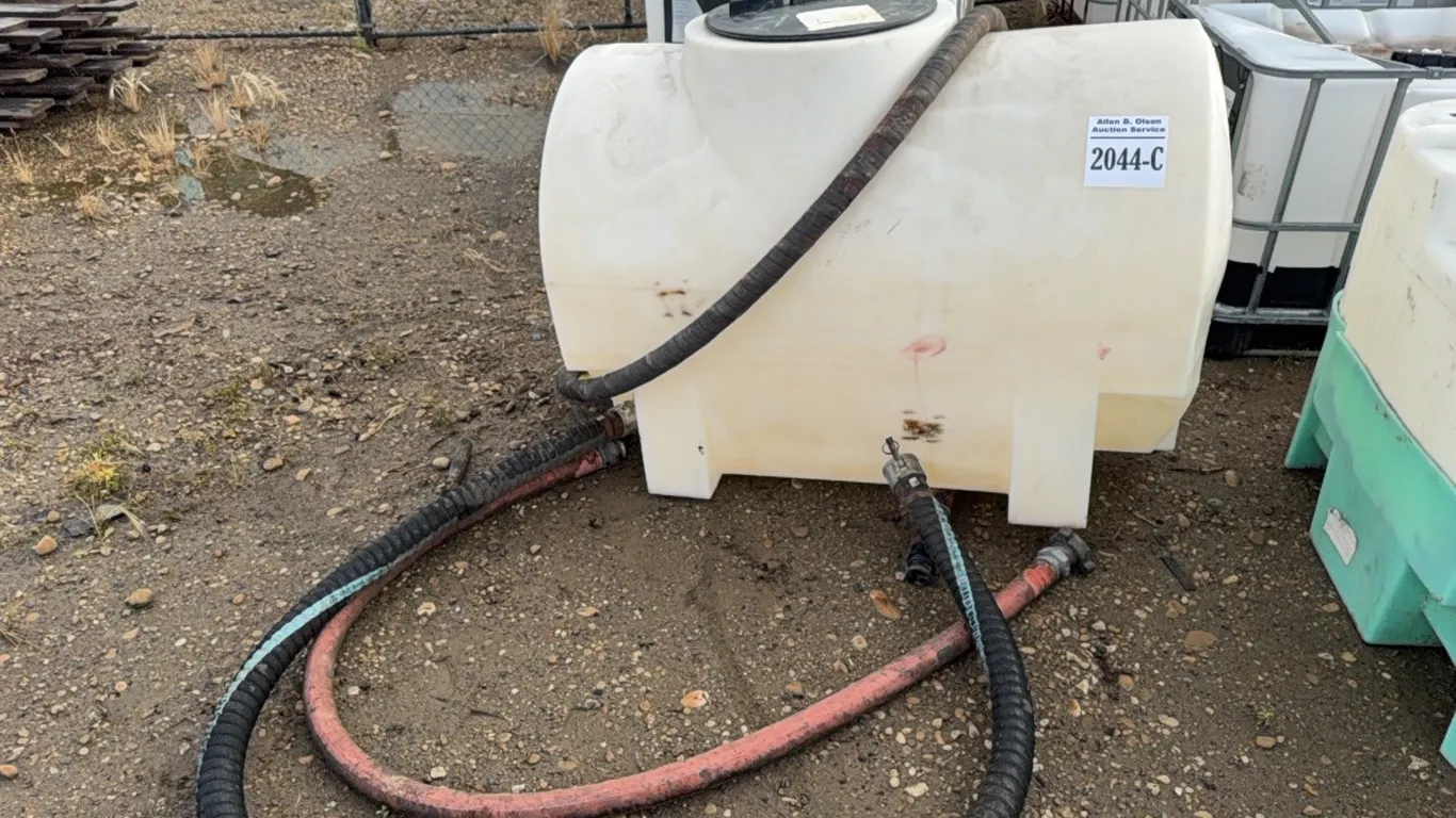 UFA POLY TANK w/ ASSORTED HOSES - DIESEL IS IN TANK