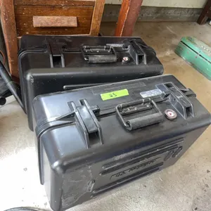 (2) special army boxes, with air valves and auto folding handles, excellent shape, definitely not common