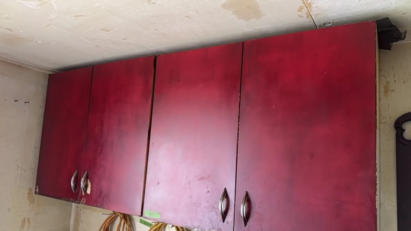 Two matching metal cabinets for shop, invludes excellent bonus items inside. (See photos)