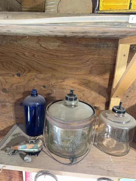 Antique glass pail, other miscellaneous