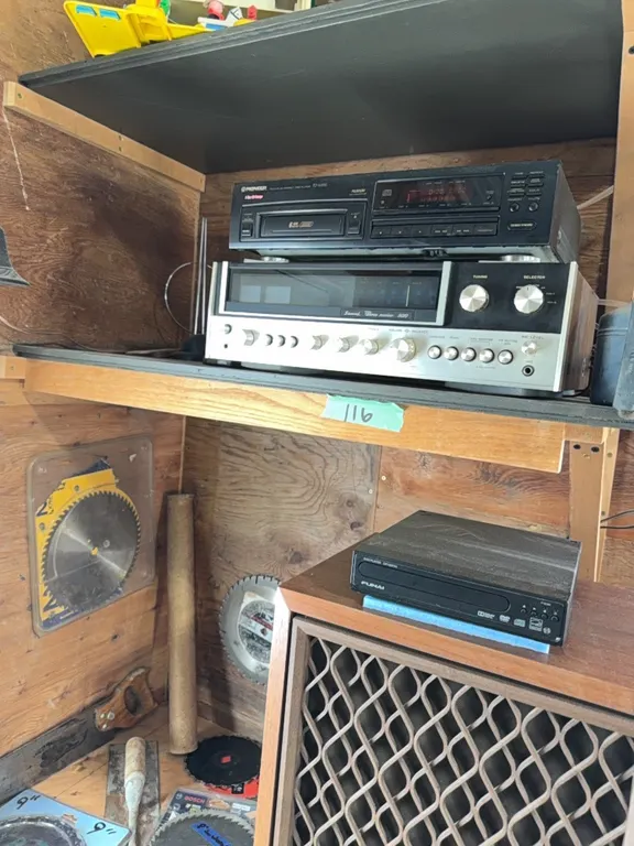 Stereo with 3 large matching speakers, includes DVD player, VCR player