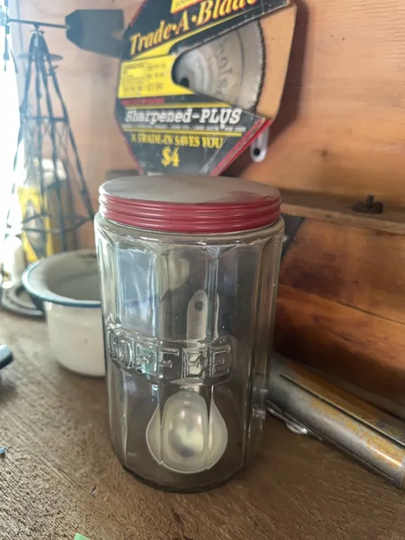 Original coffee jar, small Kraut cutter, other miscellaneous, see photos