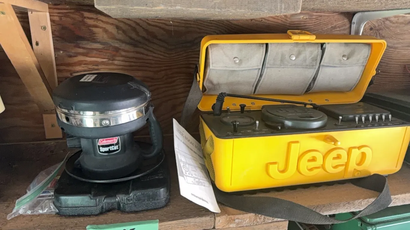 Coleman sportcat heater, also Jeep boombox. Portable cd, AM/FM stereo radio cassette recorder.
winner takes both