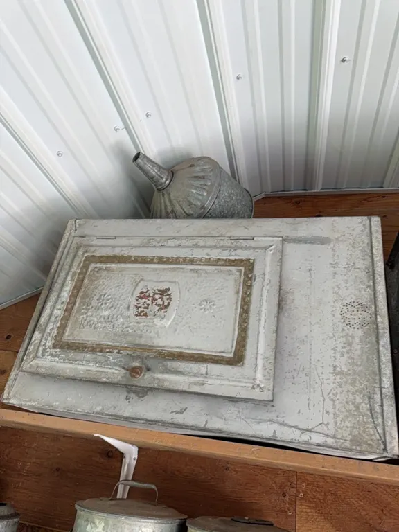 Metal pie safe, bonus funnel