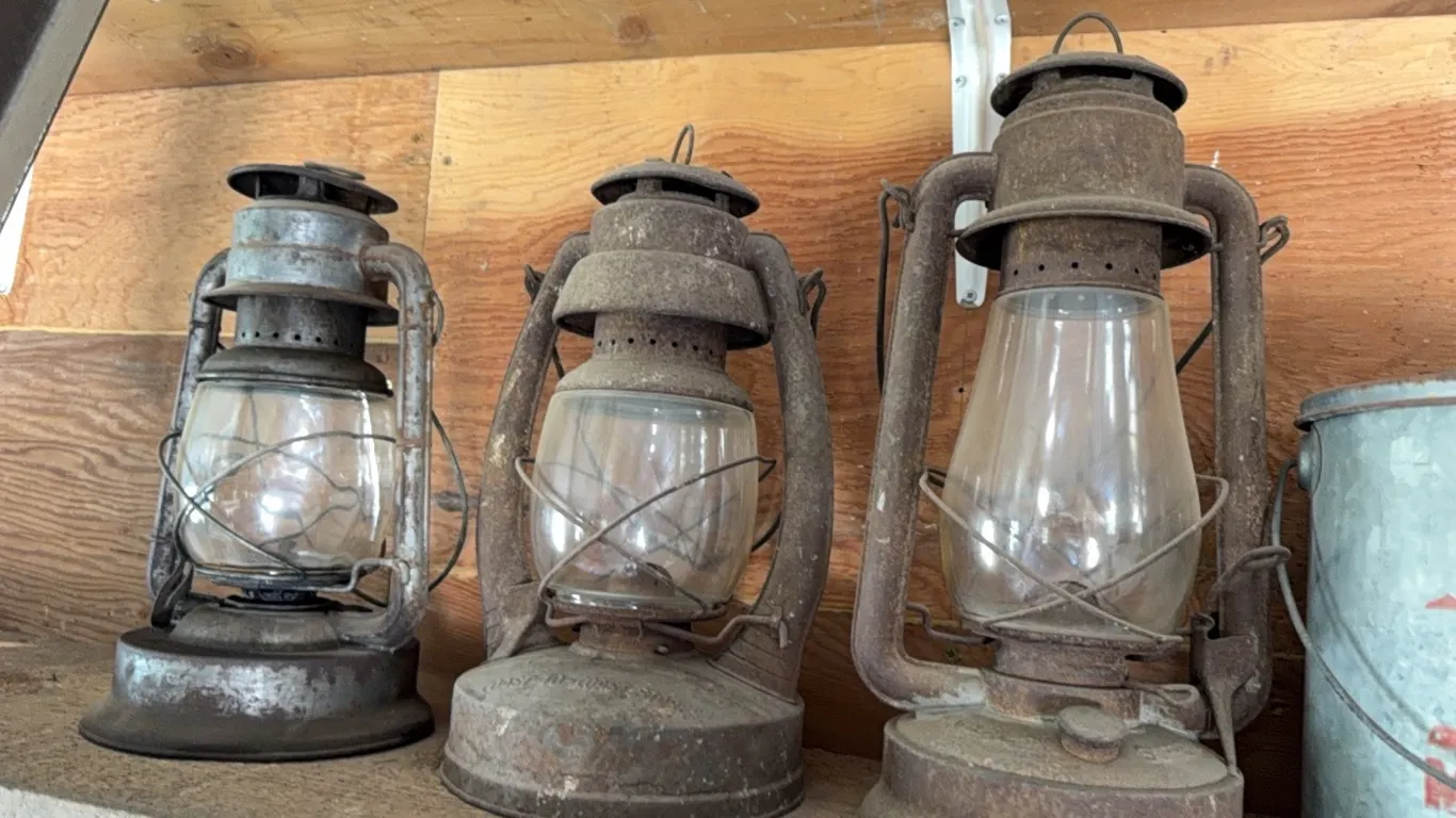 (3) antique barn lanterns