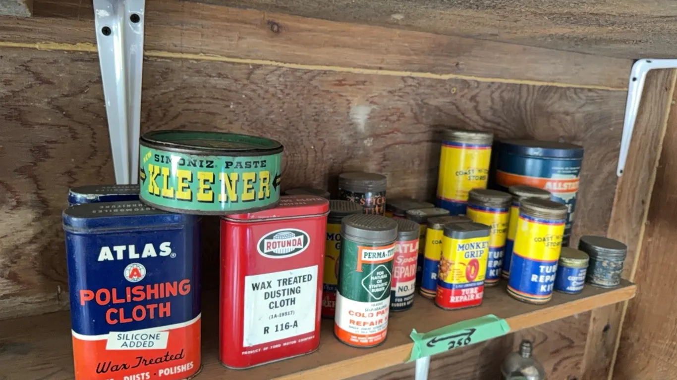 Antique tire repair and other old tins