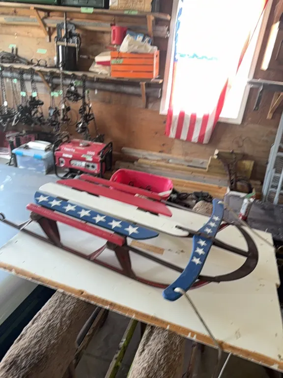 Child’s sled, patriotic
