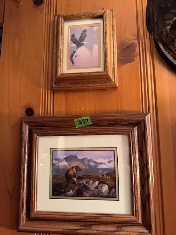 2 wooden frame wildlife pictures