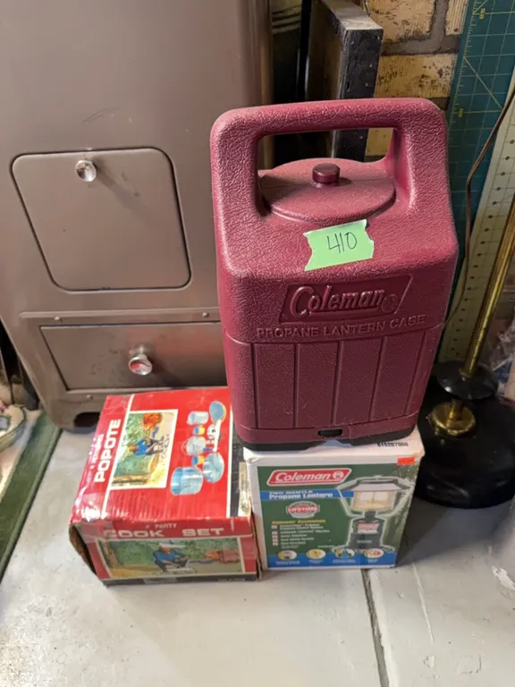 camping lantern, cook set, propane lantern cage