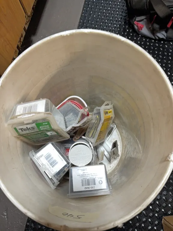 bucket of nails and screws
