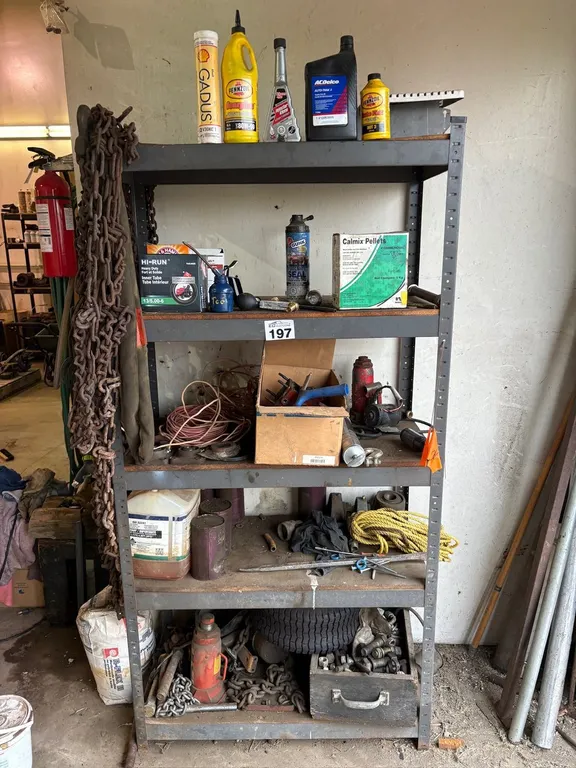MISCELLANEOUS SHOP TOOLS, HARDWARE & SUPPLIES SHELF LOT
