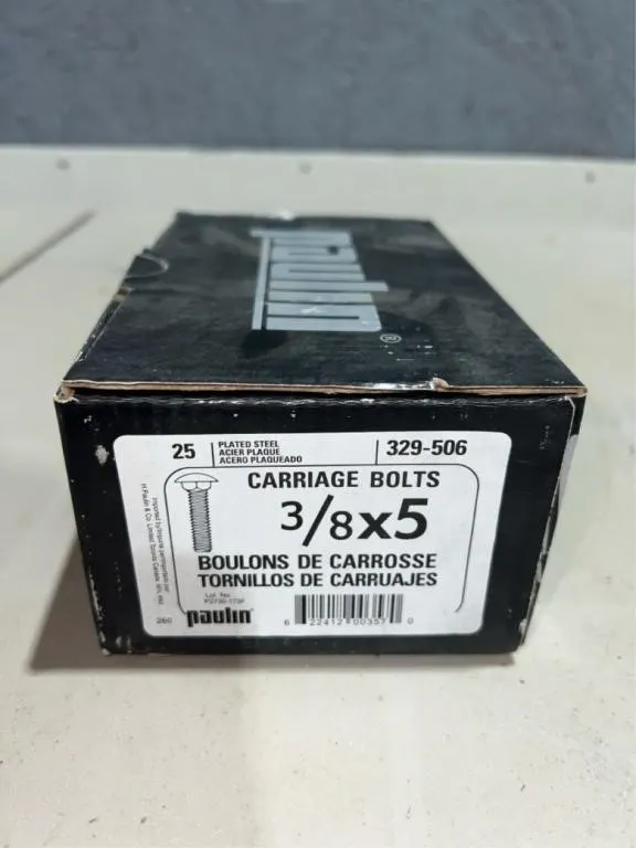25pc 3/8in x 5in Carriage Bolts