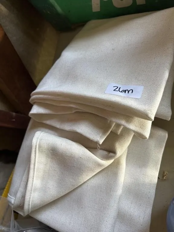 Cream 36x80 cream curtains. 2 panels. Brown and